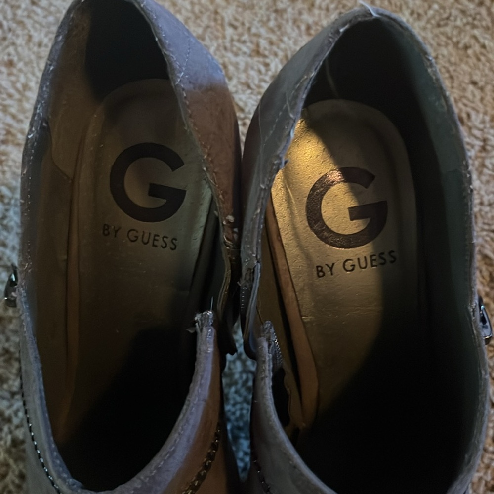 G By Guess Open Peep Toe Heeled Platform Booties - image 3